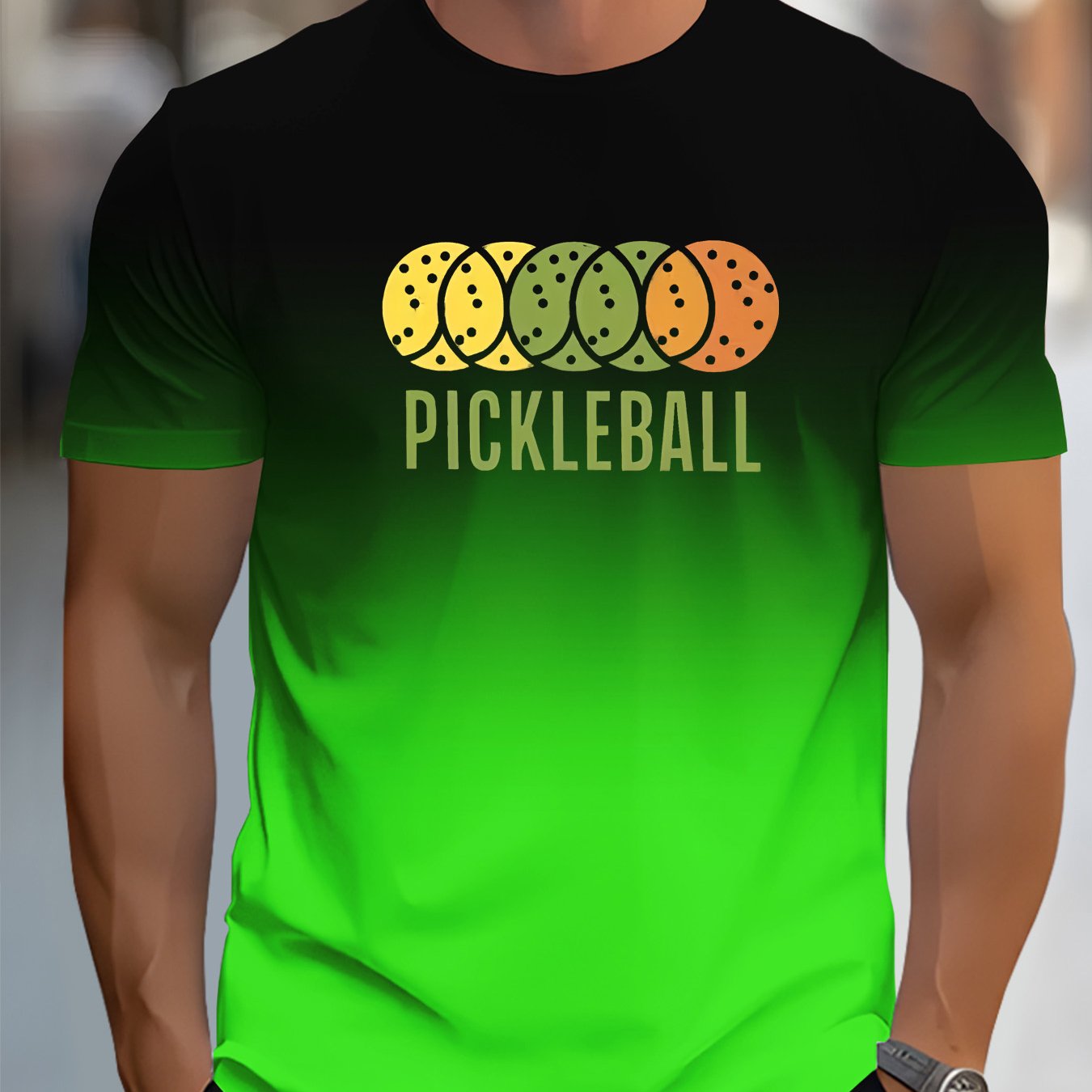 Men's 3D Pickleball-Themed T-Shirt with Neon Green/Yellow/Pickle Print - Casual Sportswear & Casual Attire, Breathable Round Neck Short Sleeve Tee forPlayers and Fans - Image 17