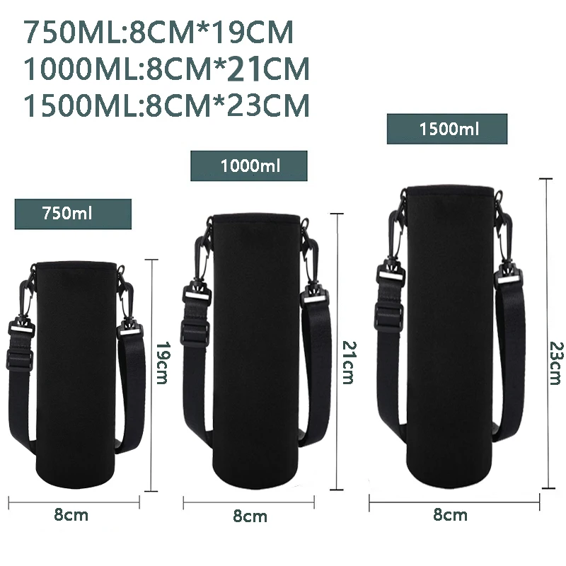 750ML/1000ML/1500ML Sports Water Bottle Case Insulated Bag Neoprene Pouch Sleeve Cover - Image 16