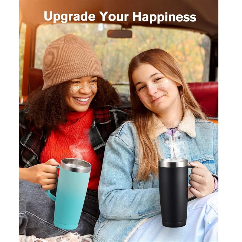 24oz Insulated Stainless Steel Travel Mug Lid Handle Hot Cold Double-Wall - Image 6