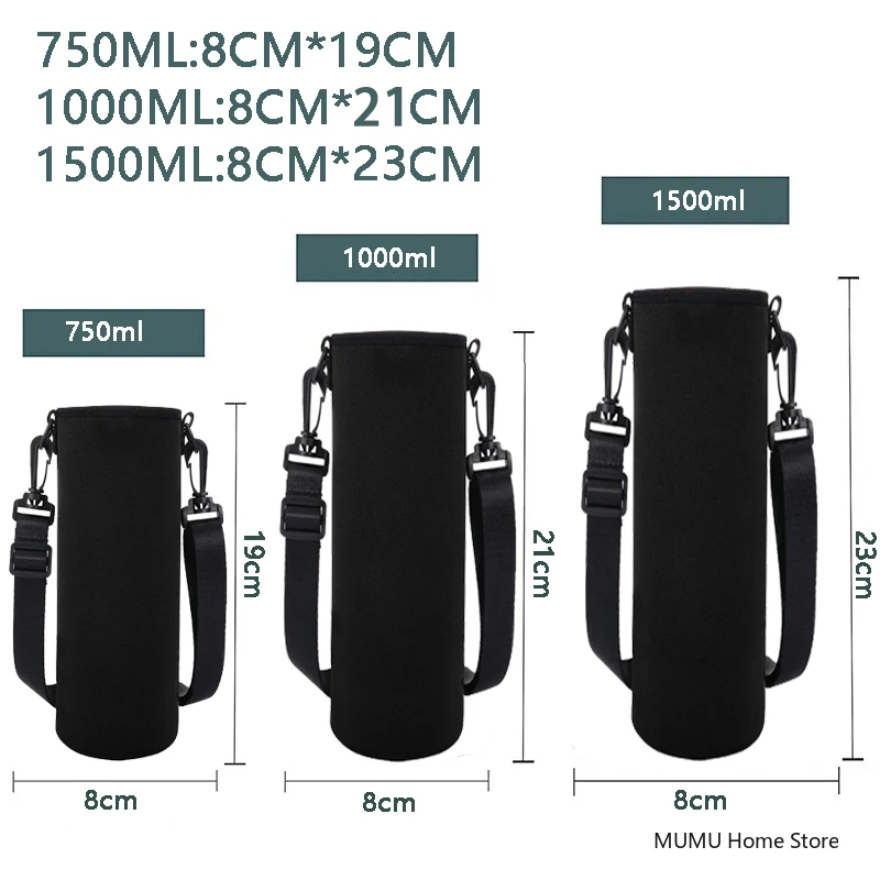 750ML/1000ML/1500ML Sports Water Bottle Case Insulated Bag Neoprene Pouch Sleeve Cover - Image 3