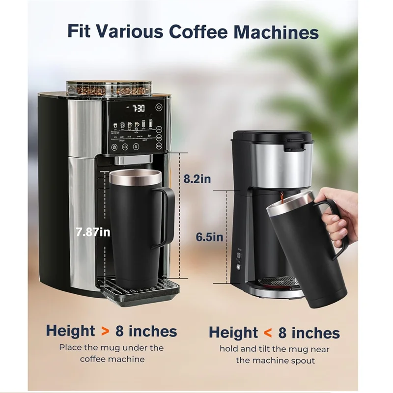 24oz Insulated Stainless Steel Travel Mug Lid Handle Hot Cold Double-Wall - Image 7