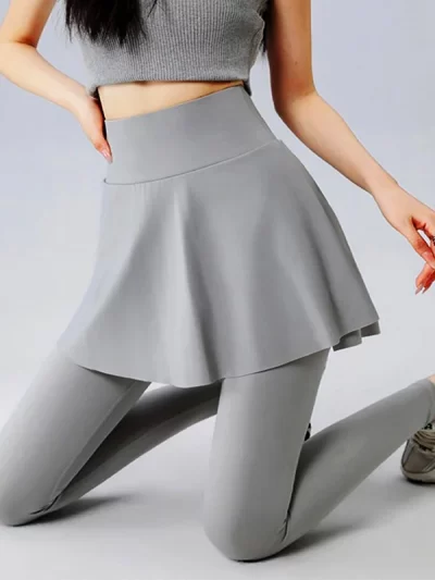 Aiithuug Back Open Skirted Legging Skorts Golf Tennis Yoga, Running Racquet Sports Flowing Skirt High Waist