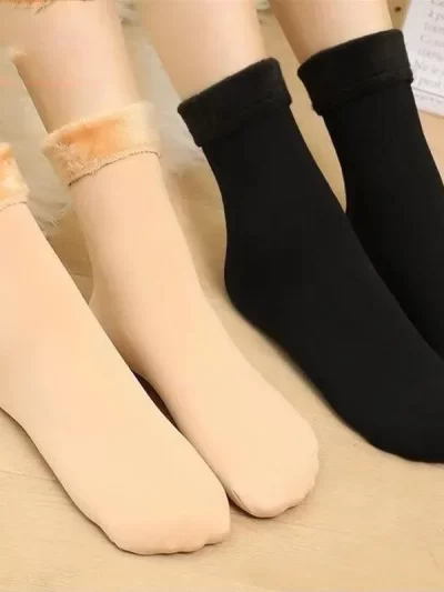 Women's Winter Thick Insulation Short Cashmere Socks Velvet Boot Solid Color High-quality