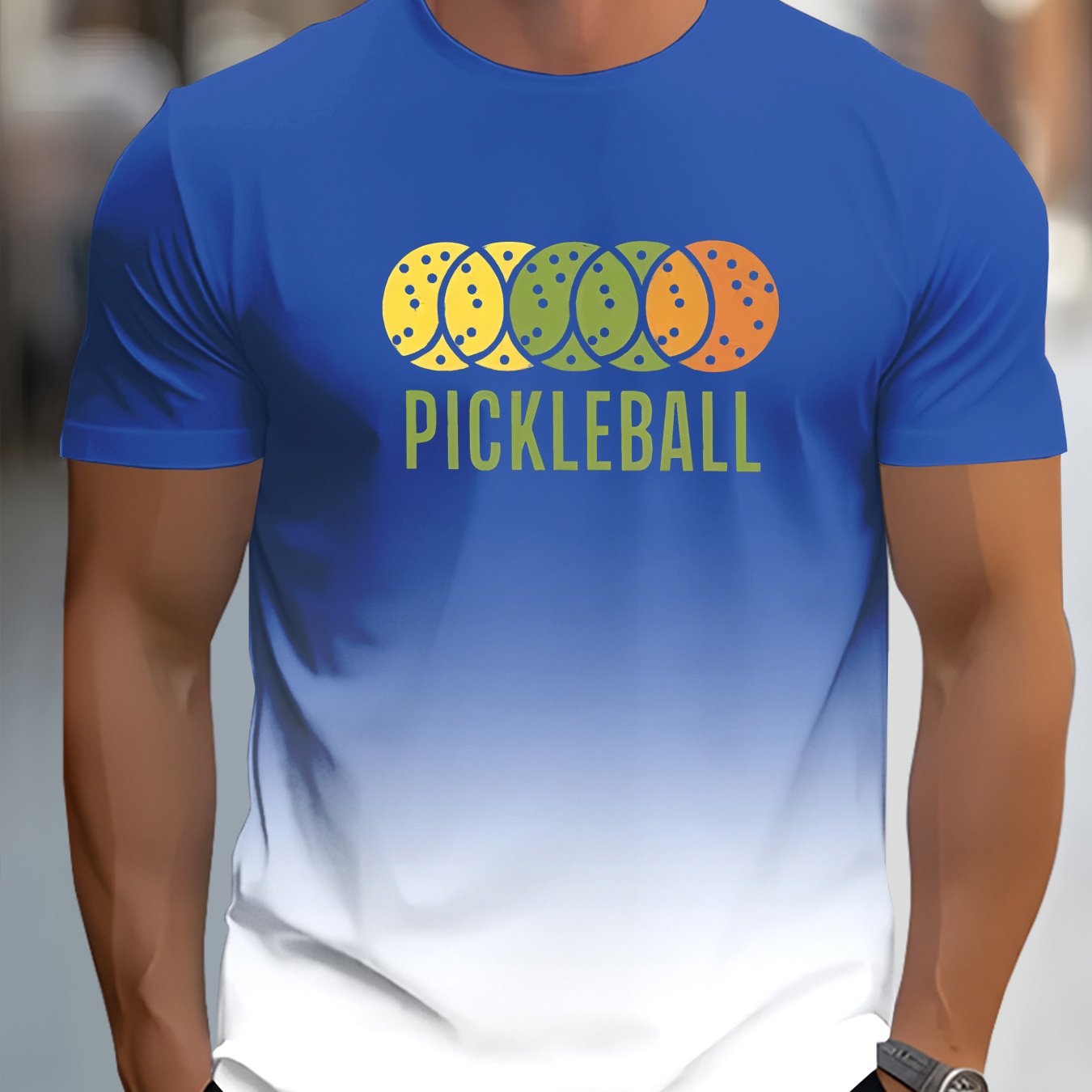 Men's 3D Pickleball-Themed T-Shirt with Neon Green/Yellow/Pickle Print - Casual Sportswear & Casual Attire, Breathable Round Neck Short Sleeve Tee forPlayers and Fans - Image 13
